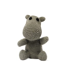 KNITTED HIPPOPOTAMUS WITH THE RATTLE 1038 Grey