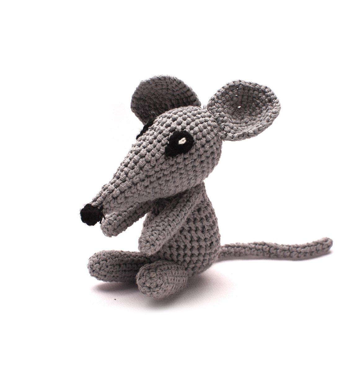 Soft Knitted Mouse with the Rattle 1044 Grey